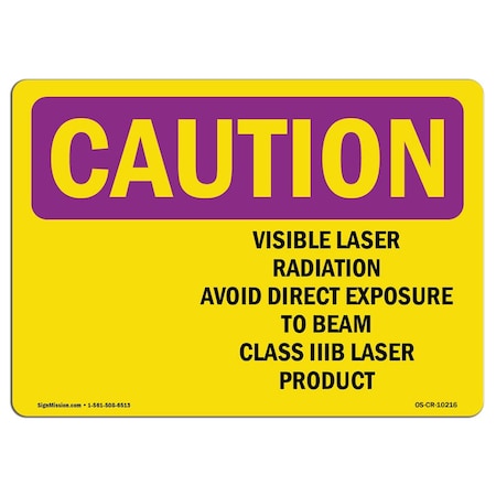 Signmission OSHA RADIATION Sign, Visible Laser Radiation Avoid, 5in X 3.5in Decal, 3.5" H, 5" W, Landscape OS-CR-D-35-L-10216